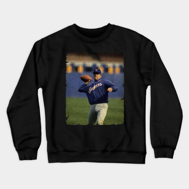 Nolan Ryan Playing NFL Crewneck Sweatshirt by Dealova